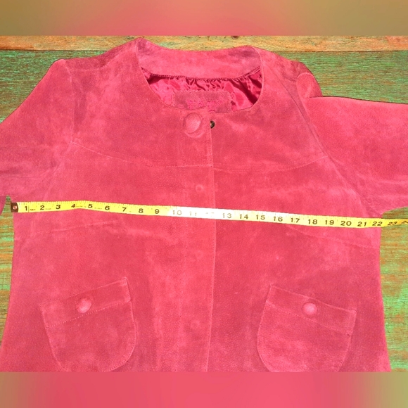 Women's LAL brand ruby red 100% leather jacket size large EUC - Picture 9 of 10